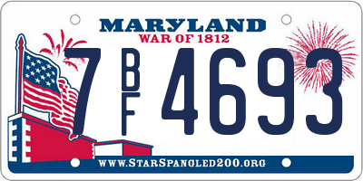 MD license plate 7BF4693