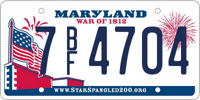 MD license plate 7BF4704