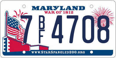 MD license plate 7BF4708
