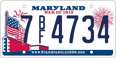 MD license plate 7BF4734