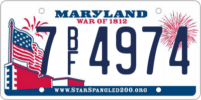 MD license plate 7BF4974