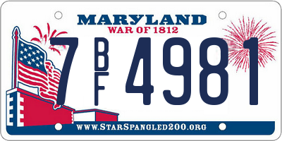 MD license plate 7BF4981