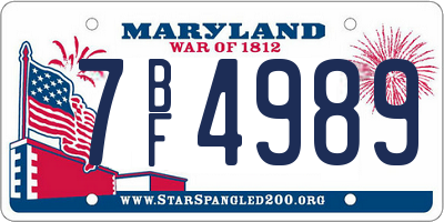 MD license plate 7BF4989