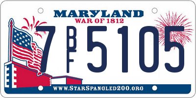 MD license plate 7BF5105