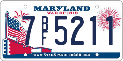 MD license plate 7BF5211