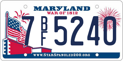 MD license plate 7BF5240