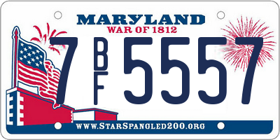 MD license plate 7BF5557