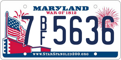 MD license plate 7BF5636