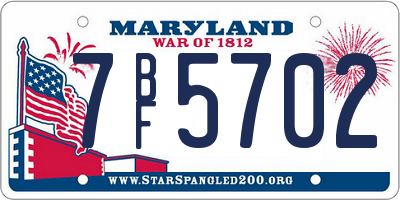 MD license plate 7BF5702