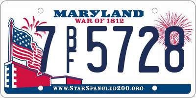 MD license plate 7BF5728