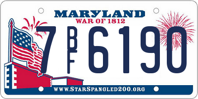 MD license plate 7BF6190
