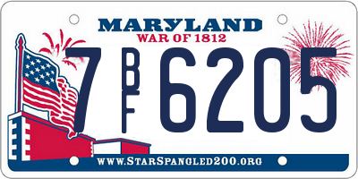MD license plate 7BF6205
