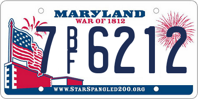 MD license plate 7BF6212