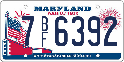 MD license plate 7BF6392