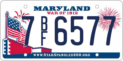 MD license plate 7BF6577