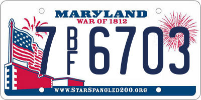 MD license plate 7BF6703