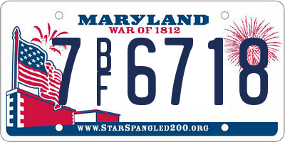 MD license plate 7BF6718