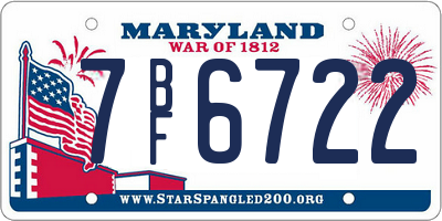 MD license plate 7BF6722