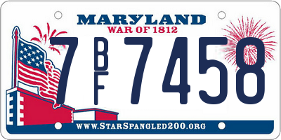MD license plate 7BF7458