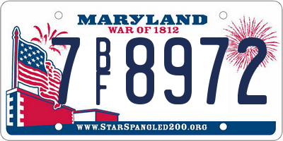 MD license plate 7BF8972