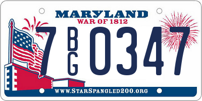 MD license plate 7BG0347
