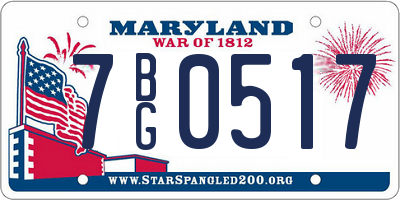MD license plate 7BG0517