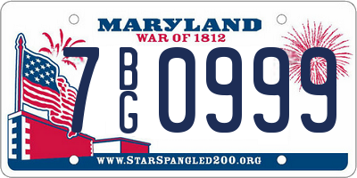 MD license plate 7BG0999