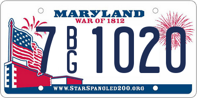 MD license plate 7BG1020