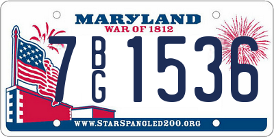 MD license plate 7BG1536