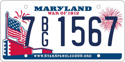 MD license plate 7BG1567