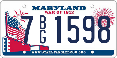 MD license plate 7BG1598
