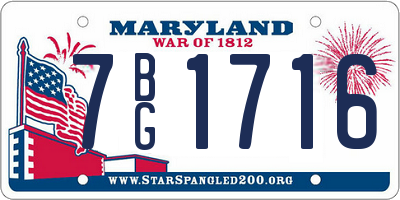 MD license plate 7BG1716