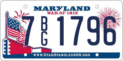 MD license plate 7BG1796