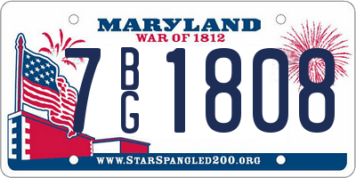 MD license plate 7BG1808