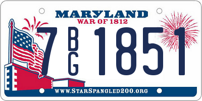 MD license plate 7BG1851