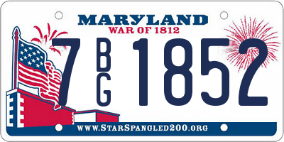 MD license plate 7BG1852