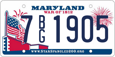 MD license plate 7BG1905