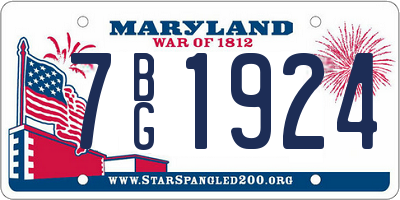 MD license plate 7BG1924