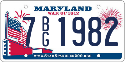 MD license plate 7BG1982