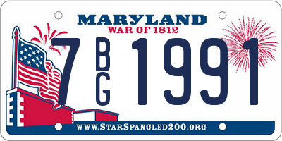 MD license plate 7BG1991