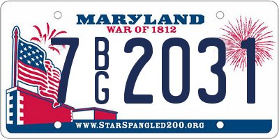 MD license plate 7BG2031