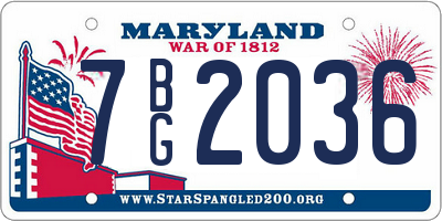MD license plate 7BG2036