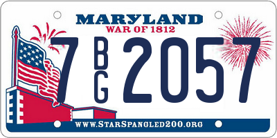 MD license plate 7BG2057