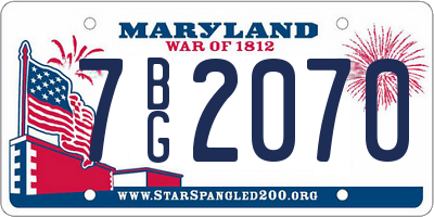 MD license plate 7BG2070
