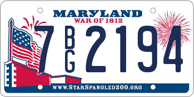 MD license plate 7BG2194