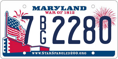 MD license plate 7BG2280
