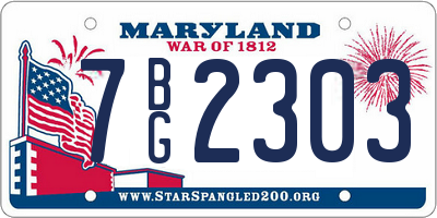 MD license plate 7BG2303