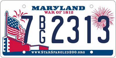 MD license plate 7BG2313