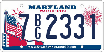 MD license plate 7BG2331