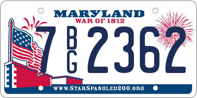 MD license plate 7BG2362